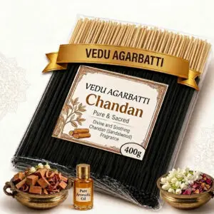 Vedu Agarbatti Chandan Incense Sticks – 400g Pack | Pure & Sacred Sandalwood Fragrance for Pooja, Meditation & Home