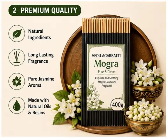 vedu agarbatti Mogra Agarbatti 400g | Mogra Incense Sticks | Natural Long Lasting Fragrance mogra