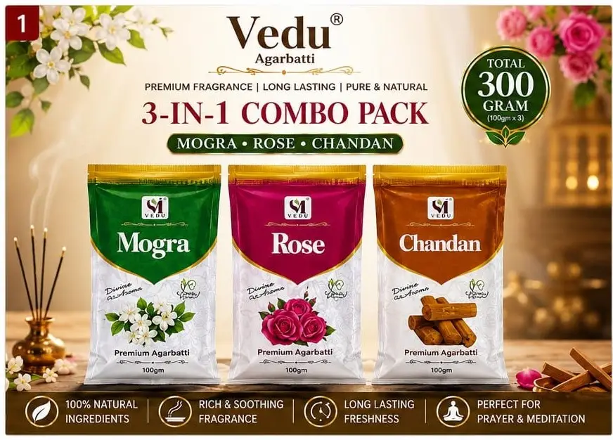 3-in-1 Divine Fragrance Pack (Mogra, Rose & Chandan)